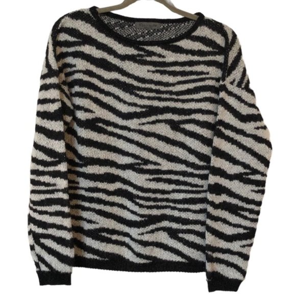 Elsamanda Wool Mohair Zebra Animal Print Knit Sweater - Picture 1 of 5